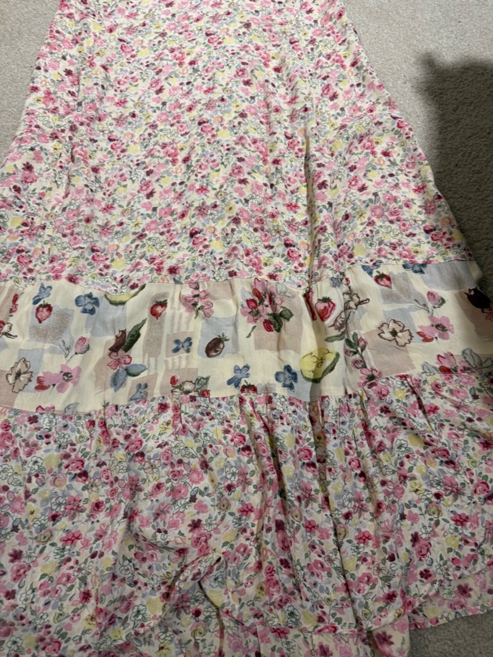 Victoria Holley Floral Tiered Rayon Maxi Boho Sundress- Pink and Yellow - Picture 7 of 9